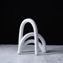Abstract resin geometry arch black & white bookends living room decor