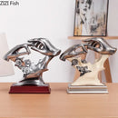 Abstract silver & cream couples rings statue bedroom desk decor