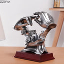 Abstract silver & cream couples rings statue bedroom desk decor