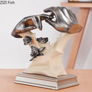 Abstract silver & cream couples rings statue bedroom desk decor