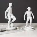 Abstract sports player sculpture set grey & white living room decor