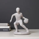 Abstract sports player sculpture set grey & white living room decor