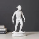 Abstract sports player sculpture set grey & white living room decor