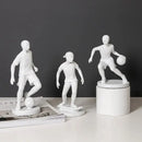 Abstract sports player sculpture set grey & white living room decor