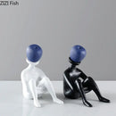 Abstract thinker resin black & white figurine living room decor