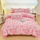 Abstract watercolor pastel green & yellow cute pattern duvet cover bedroom set