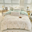 Abstract watercolor pastel green & yellow cute pattern duvet cover bedroom set