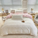 Abstract watercolor pastel green & yellow cute pattern duvet cover bedroom set