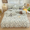 Abstract watercolor pastel green & yellow cute pattern duvet cover bedroom set