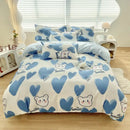 Abstract watercolor pastel green & yellow cute pattern duvet cover bedroom set