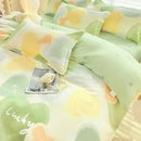 Abstract watercolor pastel green & yellow cute pattern duvet cover bedroom set