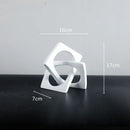Abstract white ceramic geometric cross square ring bookends living room