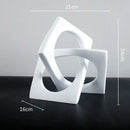 Abstract white ceramic geometric cross square ring bookends living room