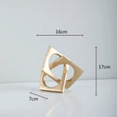 Abstract white ceramic geometric cross square ring bookends living room