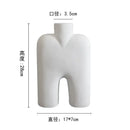 Abstract white geometric ceramic vase for living room decor