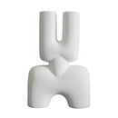 Abstract white geometric ceramic vase for living room decor