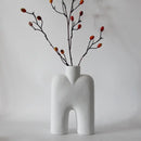 Abstract white geometric ceramic vase for living room decor