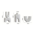 Abstract white geometric ceramic vase for living room decor