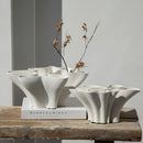 Abstract white geometric fold ceramic vase living room sculpture