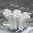 Abstract white geometric fold ceramic vase living room sculpture