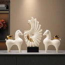 Abstract white & gold gilded ceramic landscape living room decor