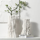 Abstract white irregular trunk fold ceramic vase for living room