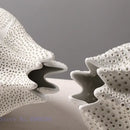 Abstract white textured ceramic vase living room dot pattern decor
