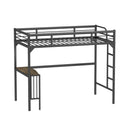 Twin Metal Loft Bed With Desk, Ladder And Guardrails, Bookdesk Under Bed - Black