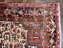 Large Persian Heriz Rug 10x13, Red and Cream Geometric Tribal Room Sized Handmade Wool Hand Knotted Semi Antique Decorative Oriental Carpet