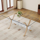 71 Inch Glass Dining Table With Tempered Glass Top
