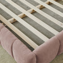 King size  Upholstered Bed Frame with Thick Fabric, Chenille Fabric Grounded Queen Size Platform Bed with Headboard and Solid Frame. No Box Spring Needed-Pink(88.5''*85.5''*24'')