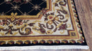 Nepal Rug 6x9, Nepalese Aubusson Area Rug 6 x 9, Hand-Knotted Wool Soft Pile Black & Beige Tibetan Aubusson New Carpet European Savonnerie