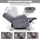 Grey Heated Massage Power Recliner With USB Port Charging