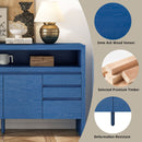 U_Style 60' 3-Door Sideboard with 3 Drawers - Modern Solid Ash Veneer MDF Sideboard, Semi-Open Shelf & Center Semi-Circular Cutout in Back Panel, Large Storage Cabinet for Living Room, Hallway, Dining