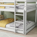 Solid Wooden , Solid Rubber Wooden Twin over Twin Floor Bunk Bed with Ladder ,Upper and Bottom Bed Platforms crafted with Strengthened Slats, White