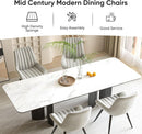 Grey Upholstered Dining Chairs Set Of 4 With Thick Cushions And Metal Legs