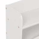 Full Pine Wood Bed with Bookcase Headboard ,LED Motion Sensor Light, Bed Guardrails,White