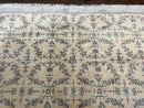 Sino Persian Rug 8x10, Floral, Oatmeal and Light Teal, Handmade Wool Vintage Carpet