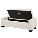 Textured Boucle Ottoman Bench with Hinged Lid for Seating and Storage in Beige, 50 Inches, Solid Wood