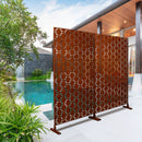 Outdoor & Indoor Privacy Screen Metal Privacy Screen 76' H×48' W, Freestanding Decorative Privacy Screen for Deck Balcony Patio, Rust Red Steel