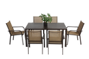 7 Pieces Patio Dining Set,  Outdoor Furniture Table and 6 Textilene Chairs, Outdoor Furniture with Rectangular Table and 6 Stackable Chairs Family Conversation Set for Garden Backyard Deck-Brown
