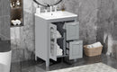 24' Bathroom Vanity with Sink, Bathroom Vanity Cabinet with Two Drawers and Door, Adjustable Shelf, Solid Wood and MDF, Grey (Old Sku:WF309411AAE)