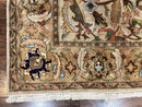 Indian Agra Rug 8x10, Wool Vintage Handmade Carpet, Gray Brown