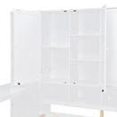 Full Size Wooden Daybed With Three Drawers, and All-in-One Cabinet, Desk and Shelves, White