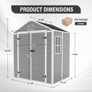 Campcraft 6*5ft resin storage shed, high quality pp material, strong structure, waterproof, rust and UV proof, large storage space, 12mm thick pp board, HD window lighting