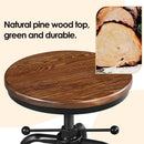 Adjustable Brown Bar Stool With Wood Seat Counter Height