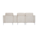 Convertible Sectional Corduroy  Sofa with Cupholders, USB,Three-seater,Beige
