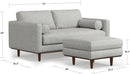 Morrison 72 Inch Mid Century Modern Sofa Set Mist Grey