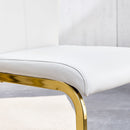 Modern Dining Chairs, PU Faux Leather High Back Upholstered Side Chair with Golden C-shaped Tube Metal Legs for Dining Room,Kitchen(Set of 2 )(LIGHT GRAY+PU)W115191487