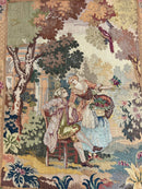 Antique Tapestry 3x4, European French Tapestry, Hand Loomed Victorian Tapestry, Vintage Wool Tapestry 3 x 4 ft
